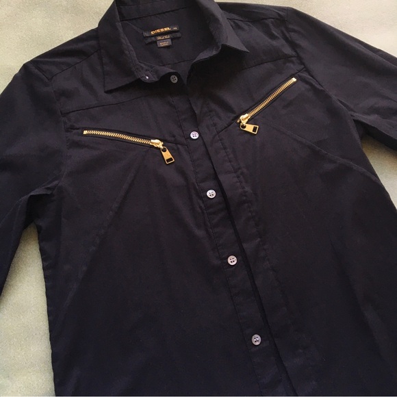 Diesel 'Black Gold' label - black shirt with gold accents - Picture 3 of 9